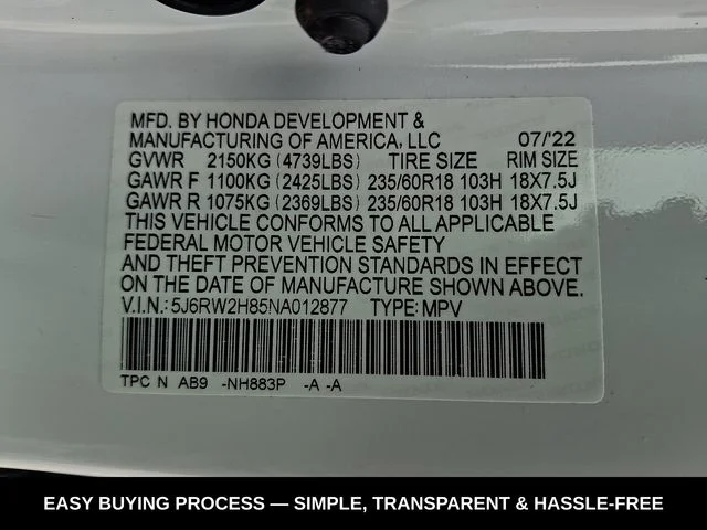 Used 2022 White Honda EX-L image 28