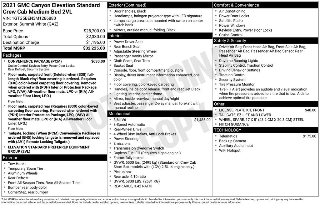 2021 GMC Canyon 2WD Elevation Standard Crew Cab Short Bo's photo