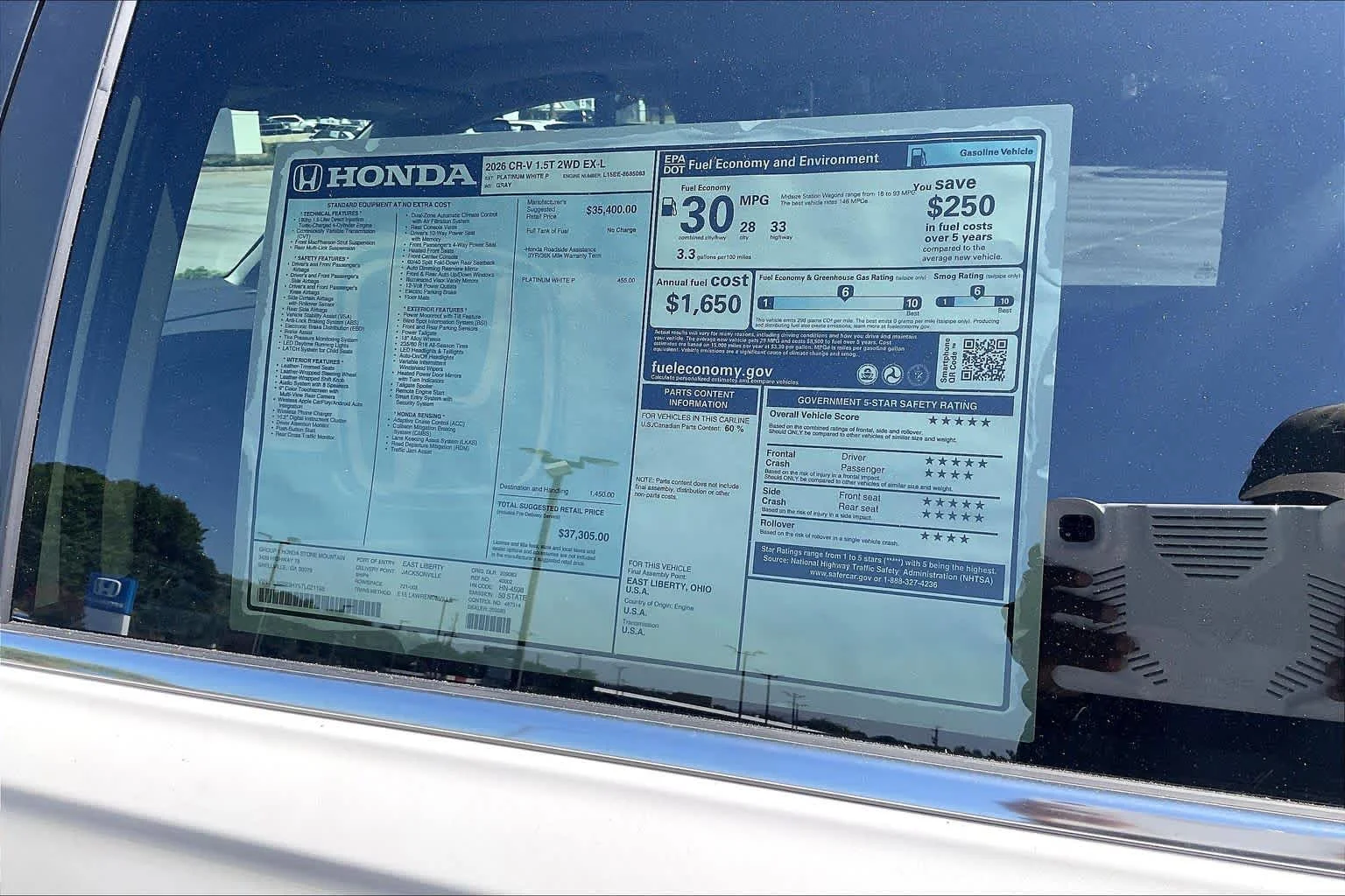 New 2026 Platinum White Pearl Honda EX-L image 20