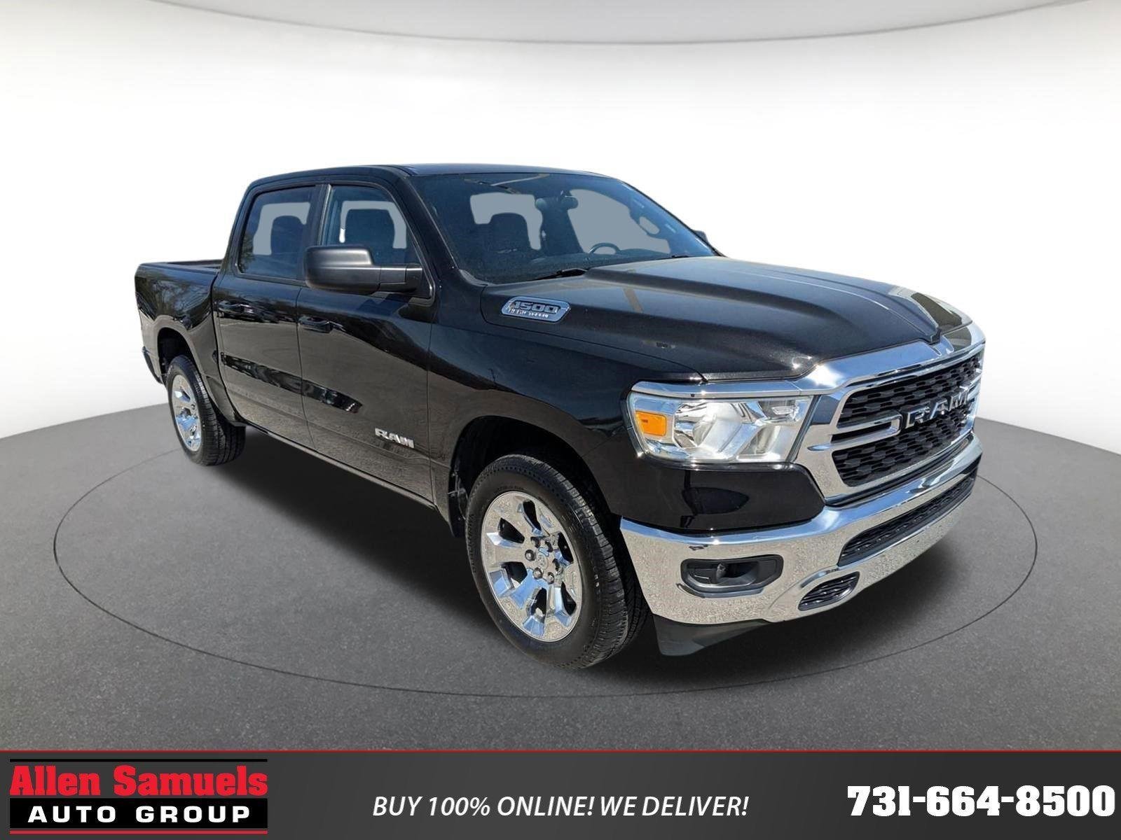 Diamond Black Crystal Pearlcoat 2022 RAM 1500 Big Horn Crew Cab 4WD Pickup Truck Four-Wheel Drive Automatic