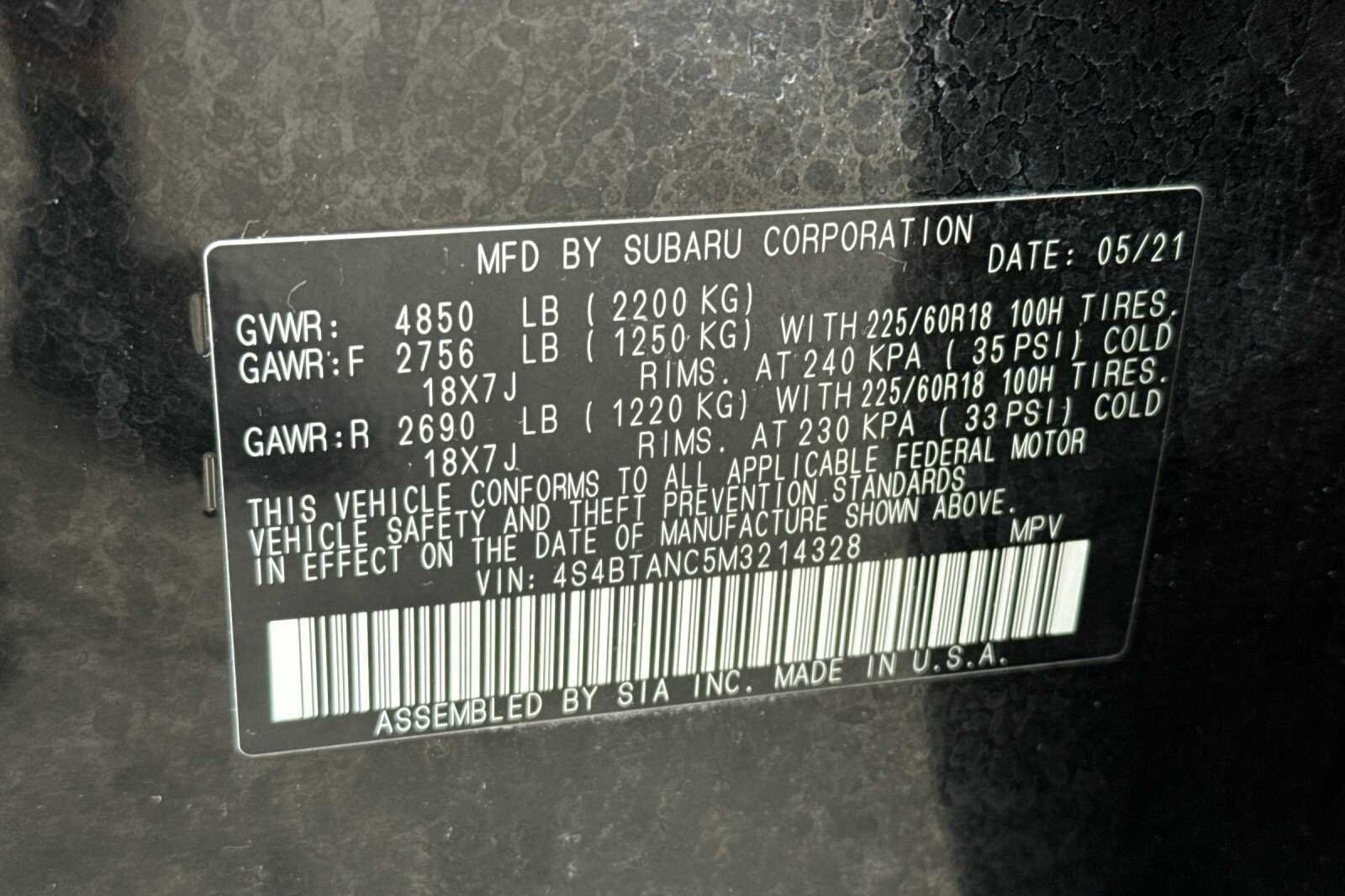 Used 2021 Black Subaru Limited image 29