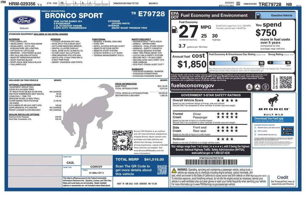 New 2026 Oxford White Ford Outer Banks image 7