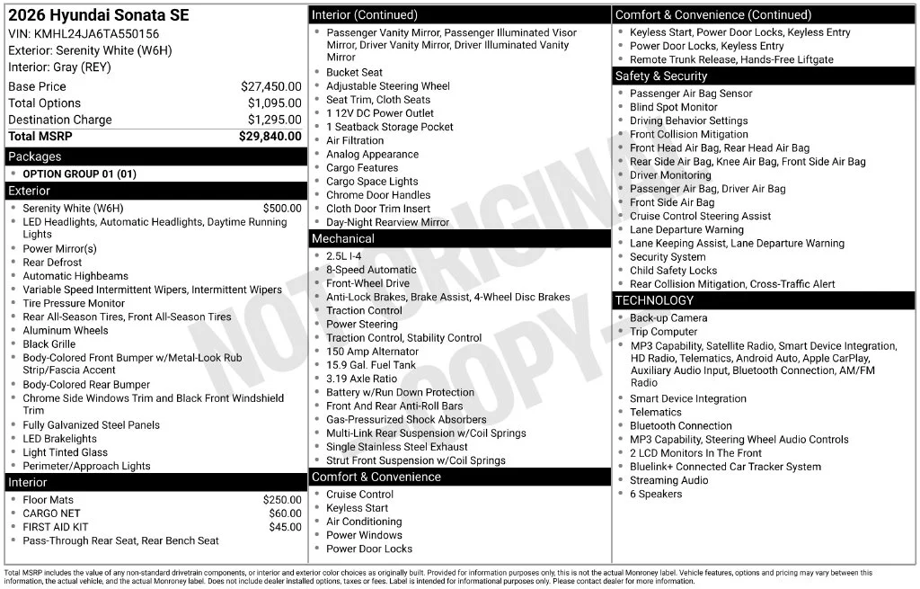 Used 2026 White Hyundai SE image 9