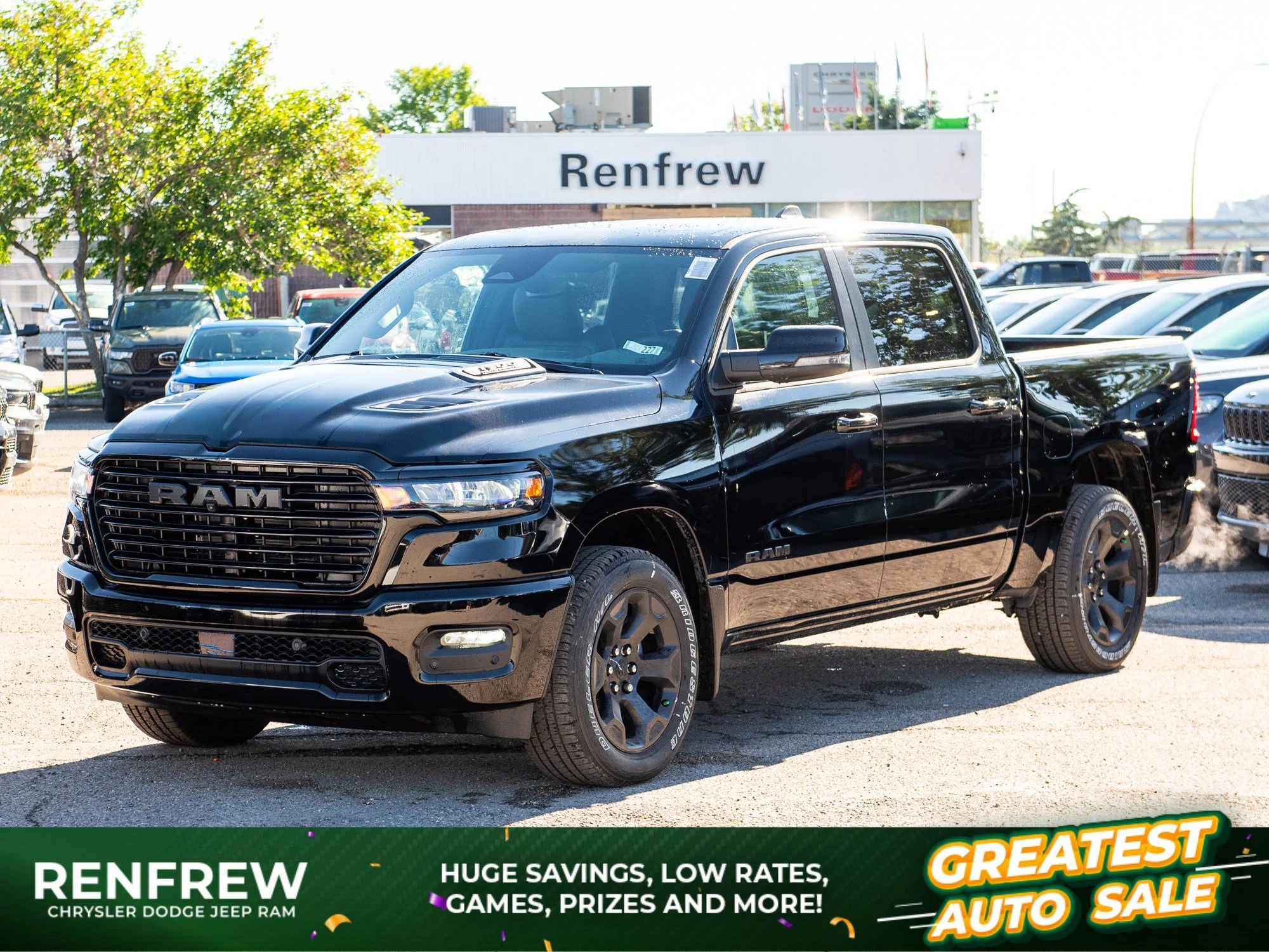 New 2026 Black RAM Sport* Crew Cab 4x4, Heated Seats/Wheel, Panoramic Sunroof, Navigation image 1