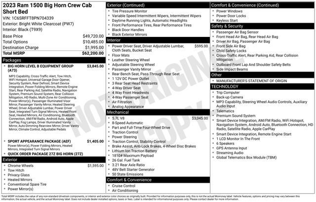 Used 2023 Bright White Clearcoat Ram Big Horn image 32