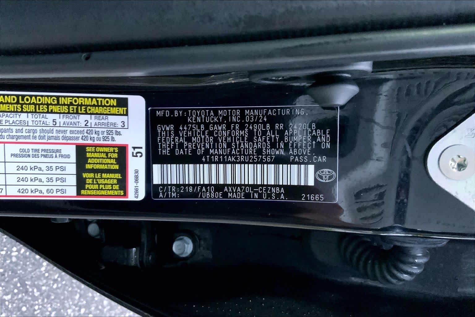 Used 2024 Midnight Black Metallic Toyota LE image 31