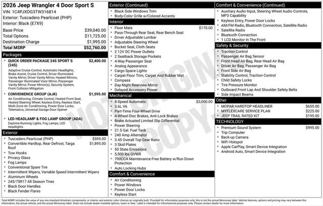 New 2026 Tuscadero Pearlcoat Jeep Sport S image 6