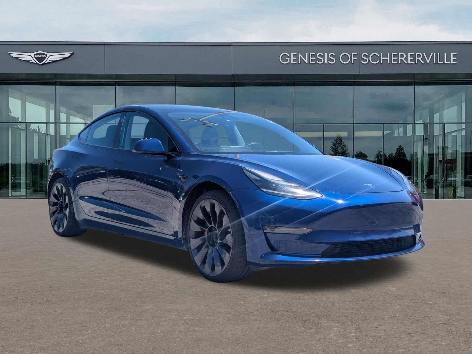 Used 2021 Blue Tesla Performance image 1