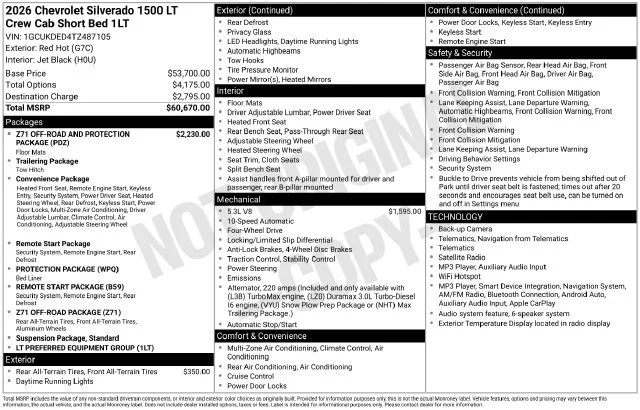 New 2026 Red Hot Chevrolet LT image 5