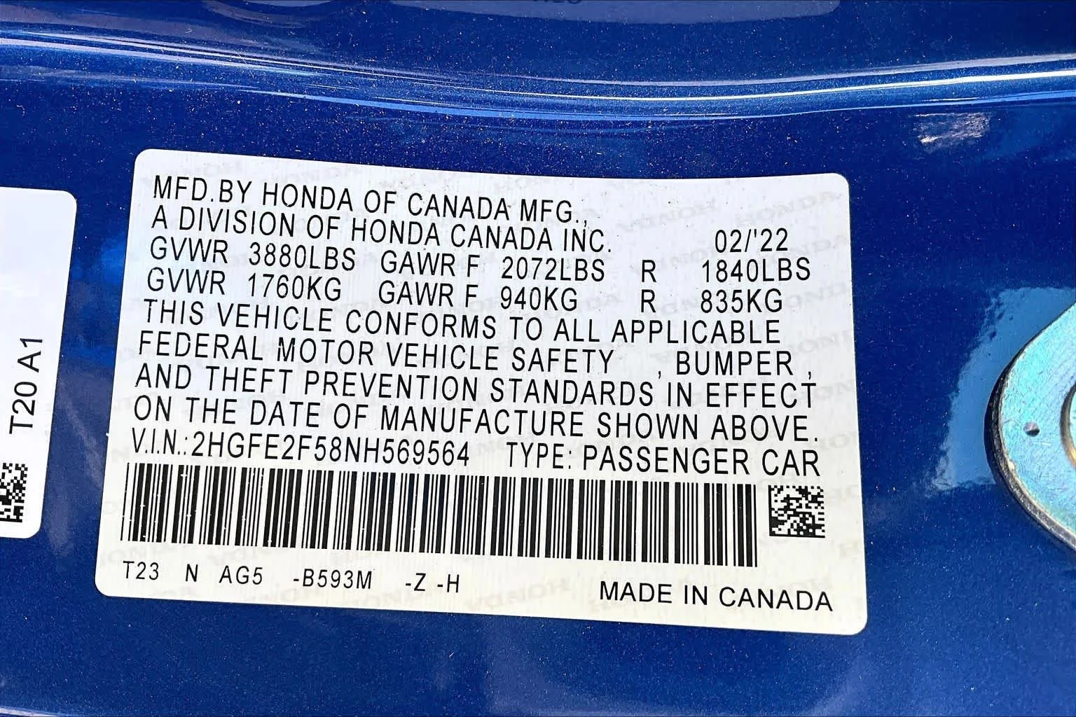 Used 2022 Aegean Blue Metallic Honda Sport image 32