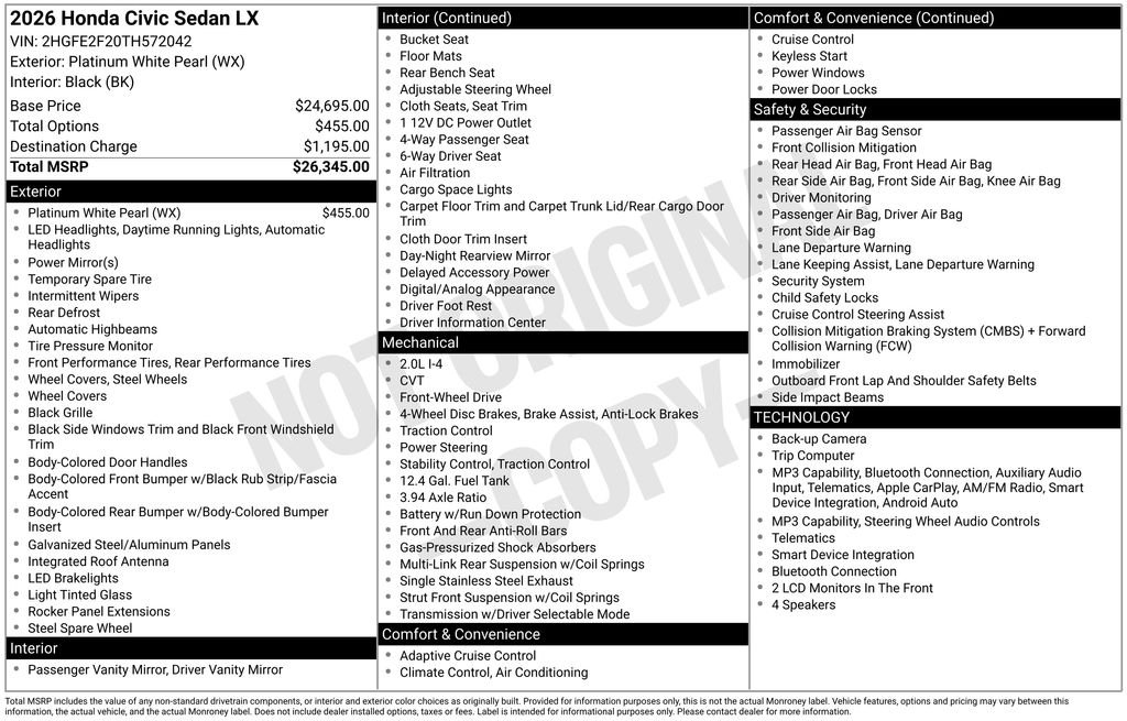 2026 Honda Civic LX - Photo 34