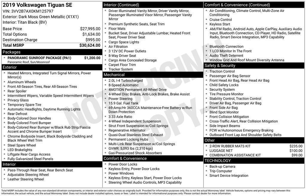Used 2019 Green Volkswagen 2.0T SE image 9