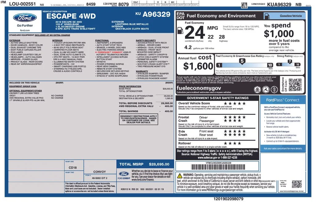 Used 2019 Lightning Blue Metallic Ford SE image 35