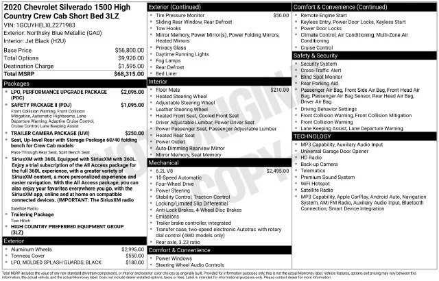 Used 2020 NORTHSKY BLUE METALLIC Chevrolet High Country image 5
