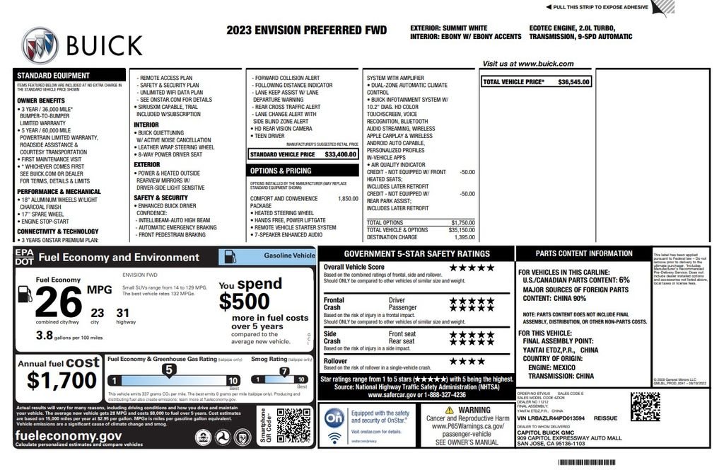 Used 2023 White Buick Preferred image 4