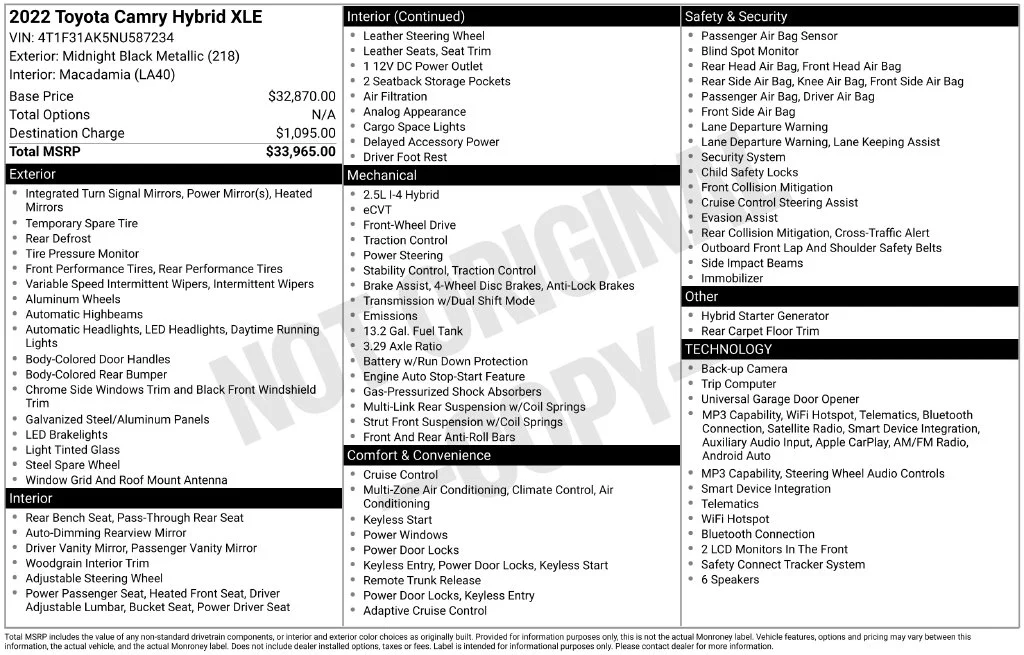 Used 2022 Black Toyota XLE image 7