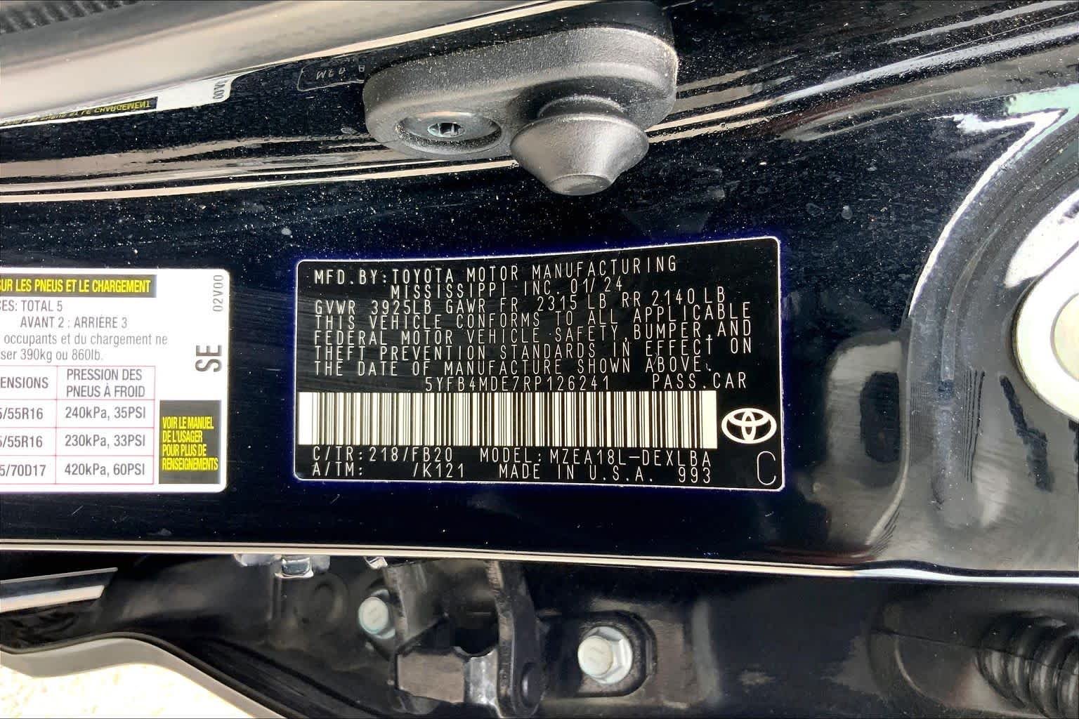 Used 2024 Midnight Black Metallic Toyota LE image 36