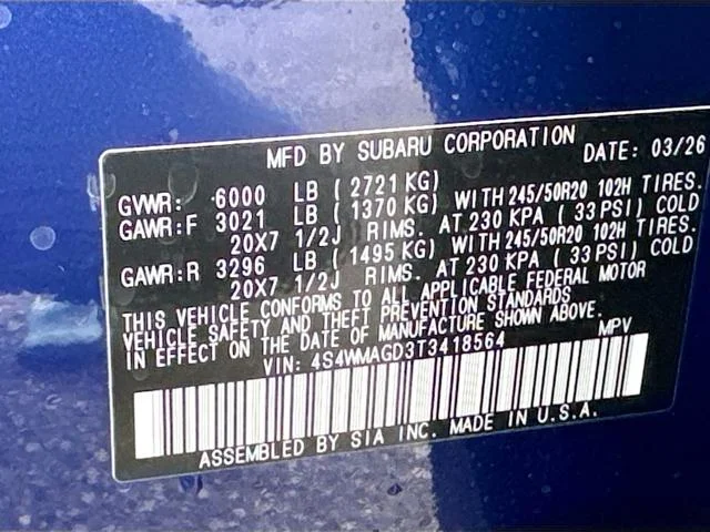 New 2026 SAPPHIRE BLUE PEARL Subaru Limited 7-Passenger image 44