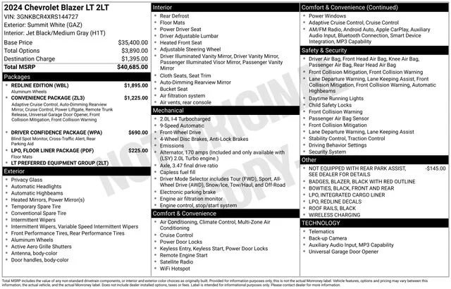 Used 2024 White Chevrolet LT image 14