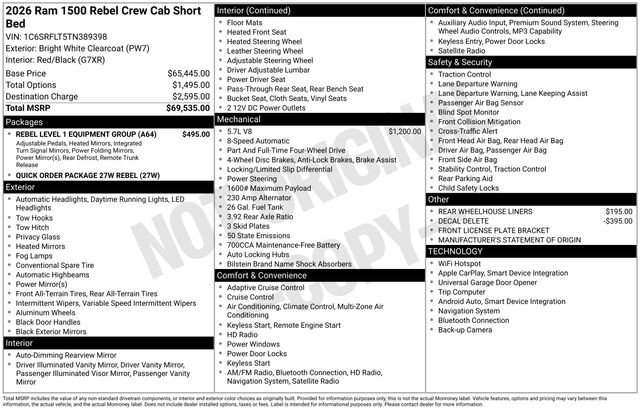 New 2026 Bright White Clear-Coat Exterior Paint RAM Rebel image 20