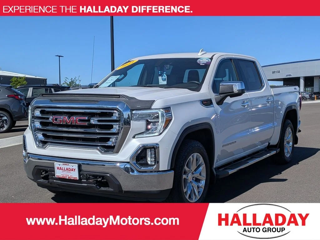 Used 2021 WHITE FROST TRICOAT GMC SLT image 1
