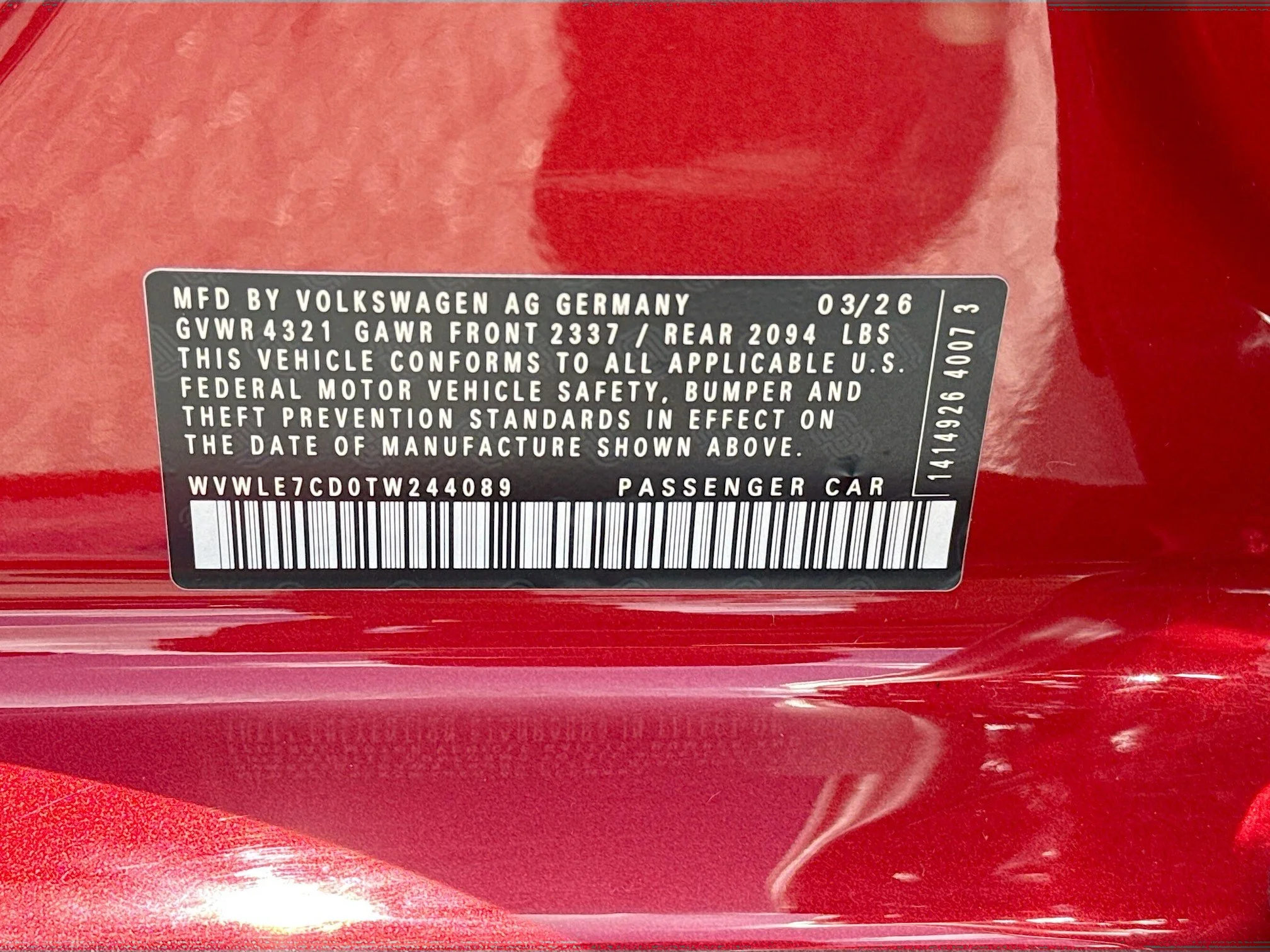 New 2026 Red Metallic Volkswagen S image 40