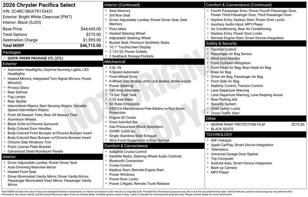 2026 Chrysler Pacifica Select - Photo 22