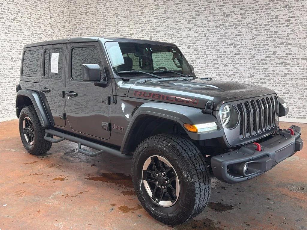 Used 2018 Granite Crystal Metallic Clearcoat Jeep Unlimited Rubicon image 1