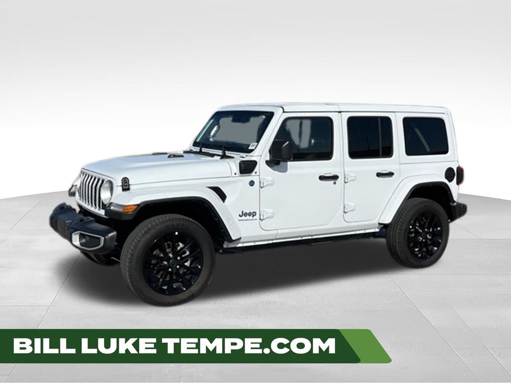 Used 2025 Bright White Clearcoat Jeep Sahara 4xe image 1