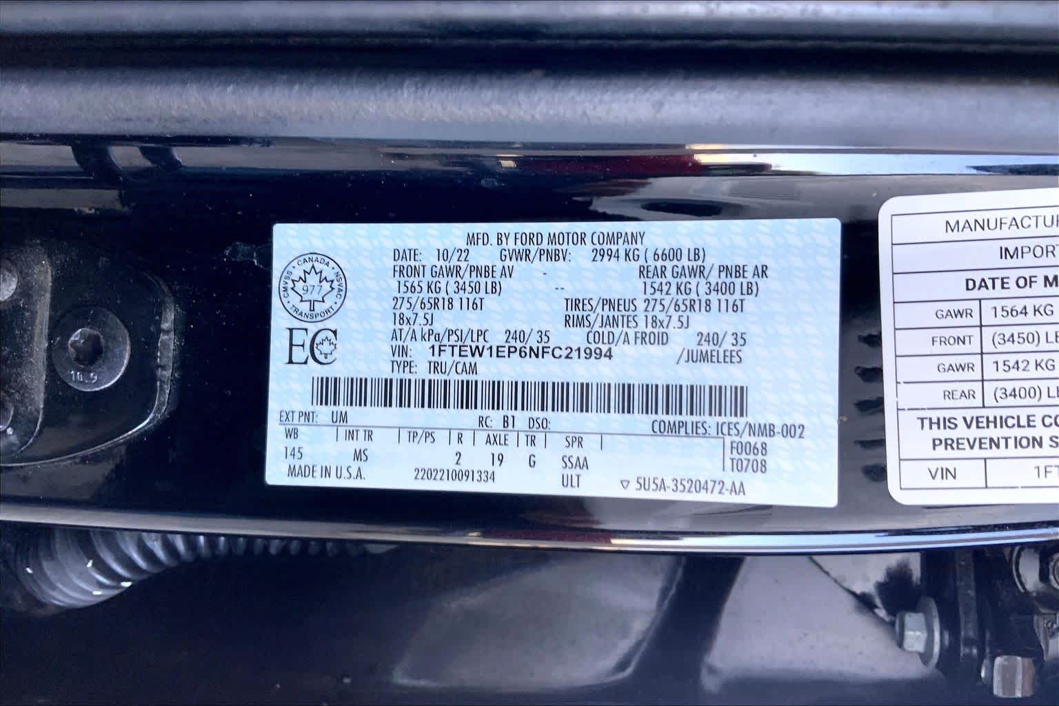 Used 2022 Agate Black Metallic Ford XLT image 51