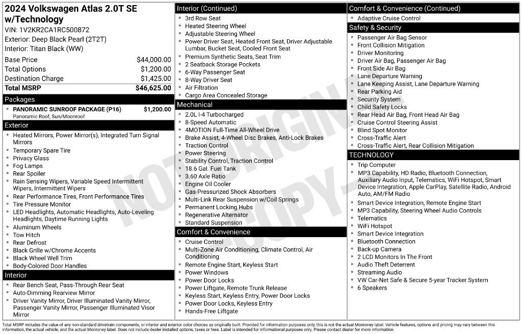 Used 2024 Black Volkswagen 2.0T SE w/Technology image 4