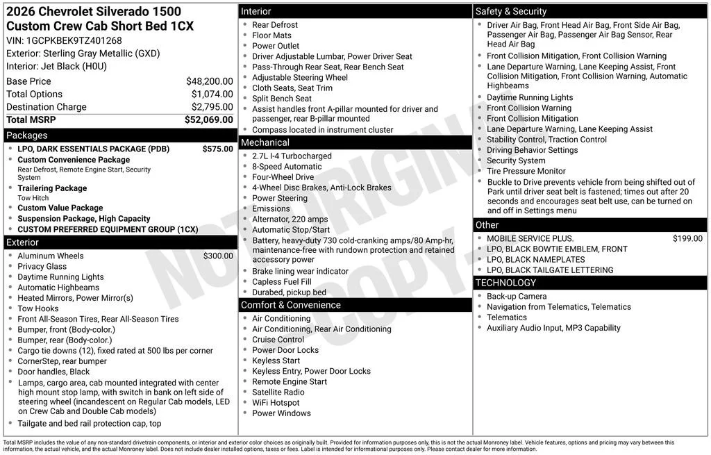 New 2026 Sterling Gray Metallic Chevrolet Custom image 20