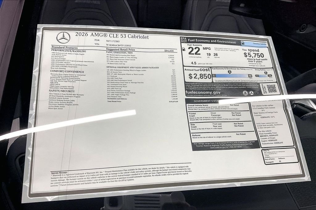 New 2026 MANUFAKTUR Starling Blue Magno Mercedes-Benz AMG® CLE 53 4MATIC+ Cabriolet image 13