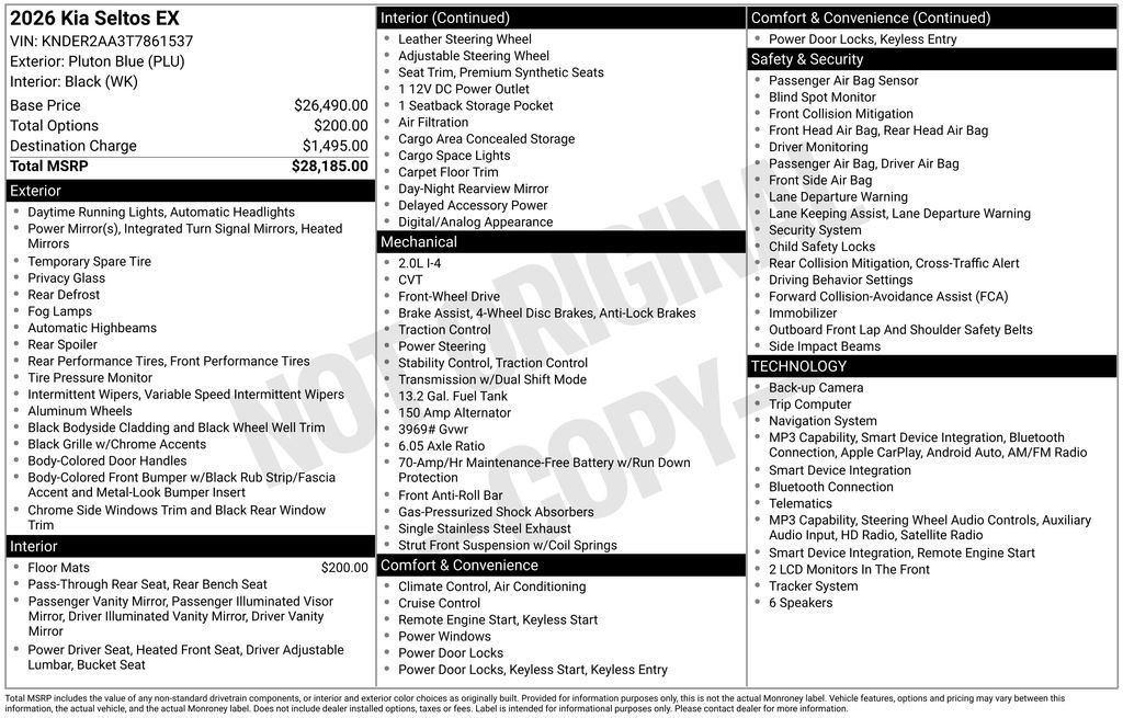 Used 2026 Blue Kia EX image 2