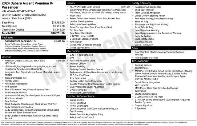 Used 2024 Autumn Green Metallic Subaru Premium image 32