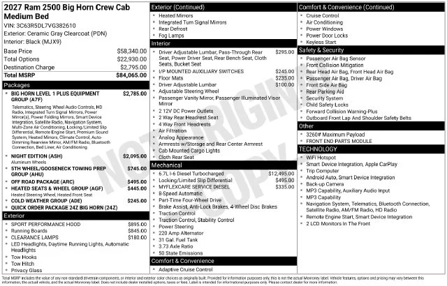New 2027 Ceramic Gray Clear-Coat Exterior Paint RAM Big Horn image 4