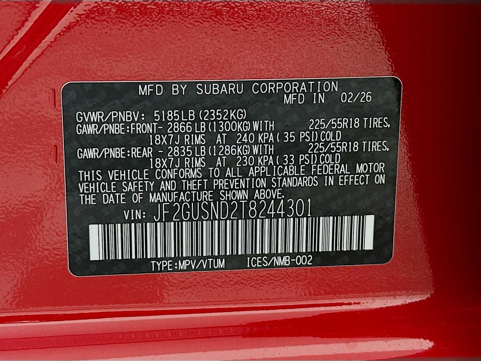 New 2026 PURE RED Subaru Limited Hybrid image 29