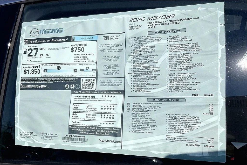 2026 Mazda Mazda3 Turbo Premium Plus | CarEdge | CarEdge