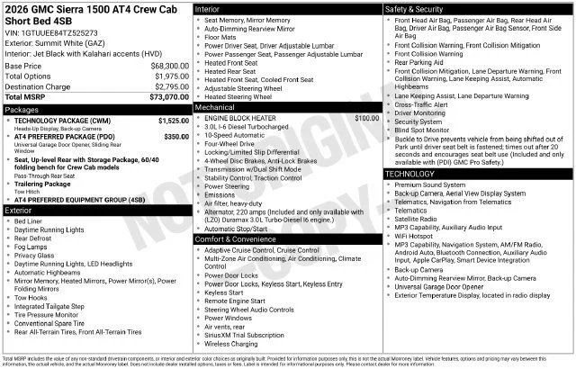 New 2026 GMC Sierra 1500 AT4 Crew Cab in Marshfield #A02420 | Wheelers ...