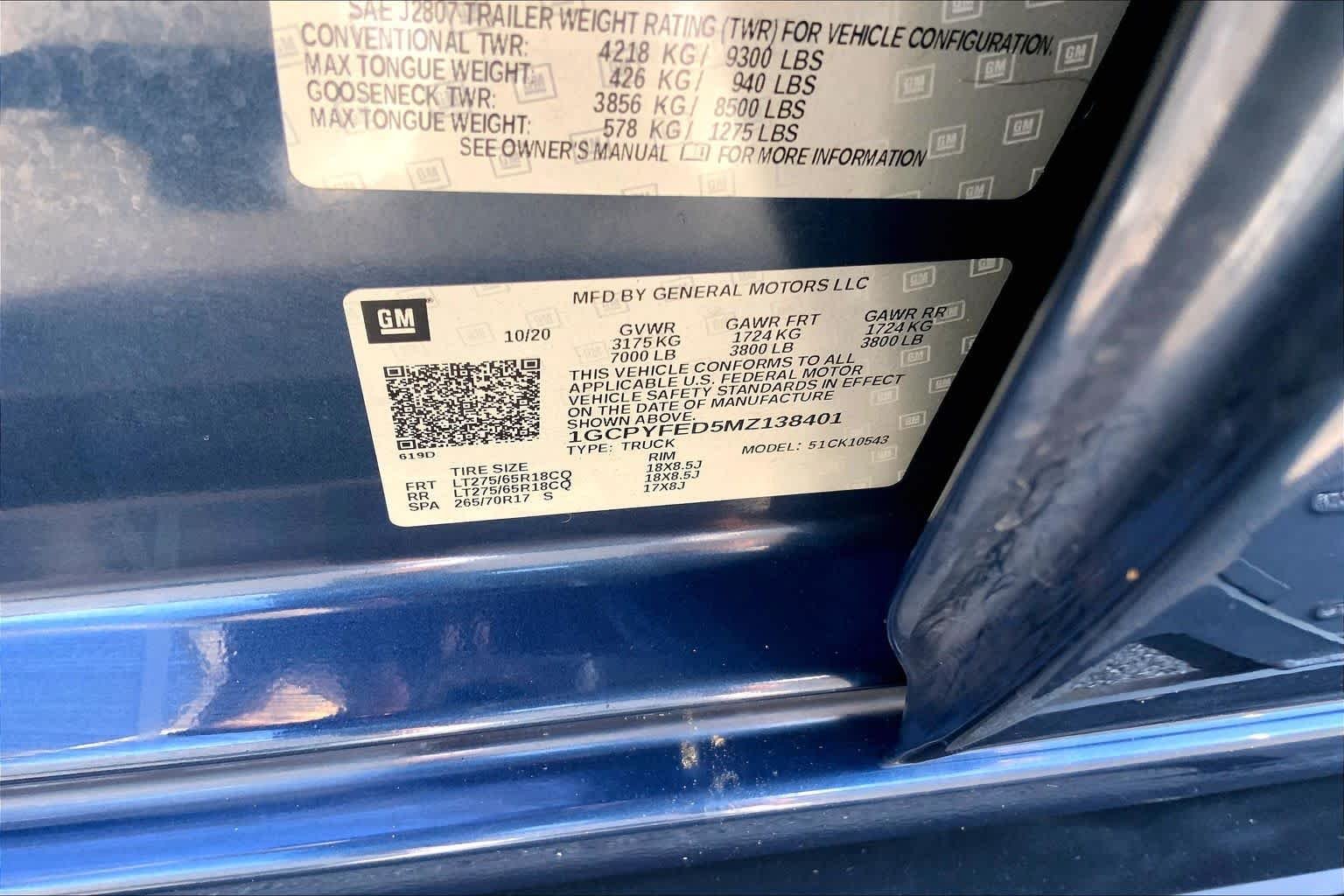 Used 2021 Northsky Blue Metallic Chevrolet LT Trail Boss image 30