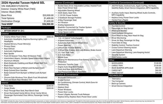 New 2026 White Hyundai SEL AWD image 24
