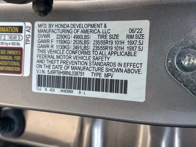 Certified Used 2022 Lunar Silver Metallic Honda Touring image 17