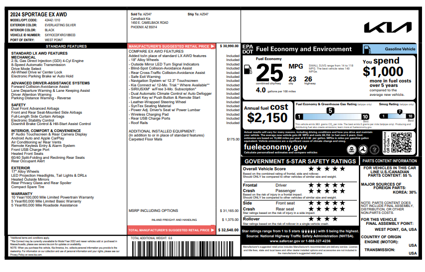 Used 2024 Silver Kia EX image 4