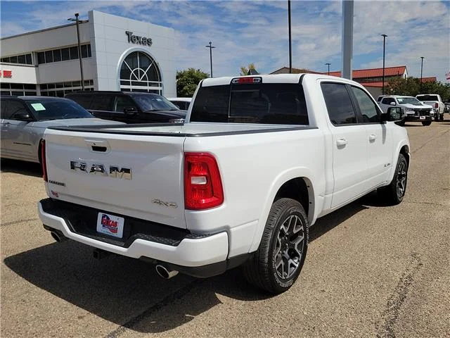 Used 2025 Bright White Clearcoat RAM Laramie 4x4 Crew Cab 144.5 in. WB image 3