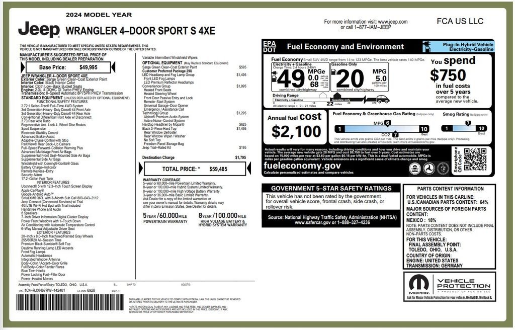 Used 2024 Green Clearcoat Jeep Sport S 4xe image 3