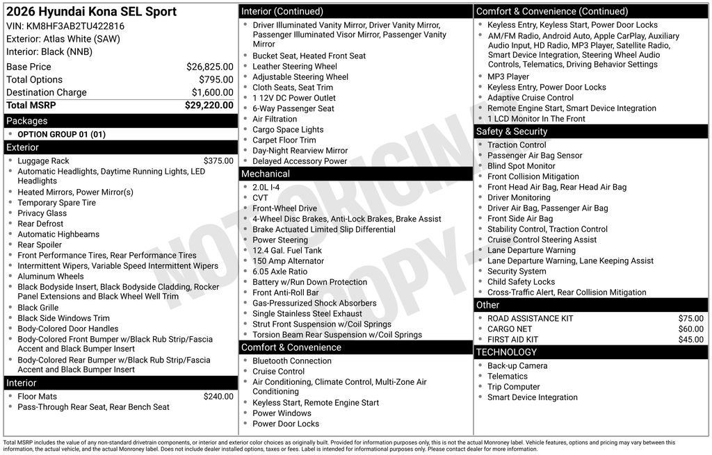 New 2026 White Hyundai SEL Sport image 5