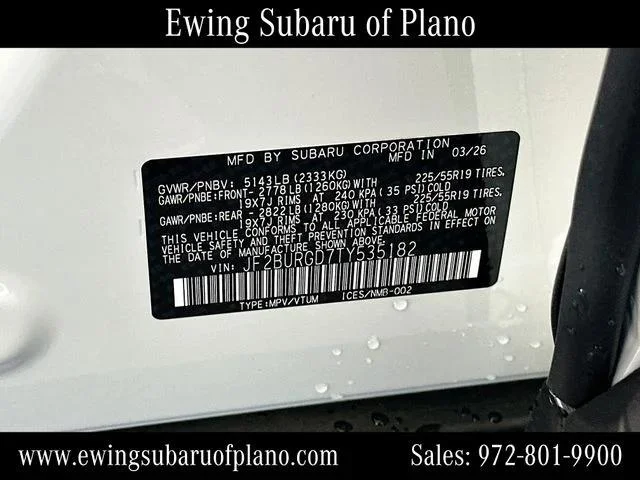 New 2026 CRYSTAL WHITE PEARL Subaru Limited XT image 68