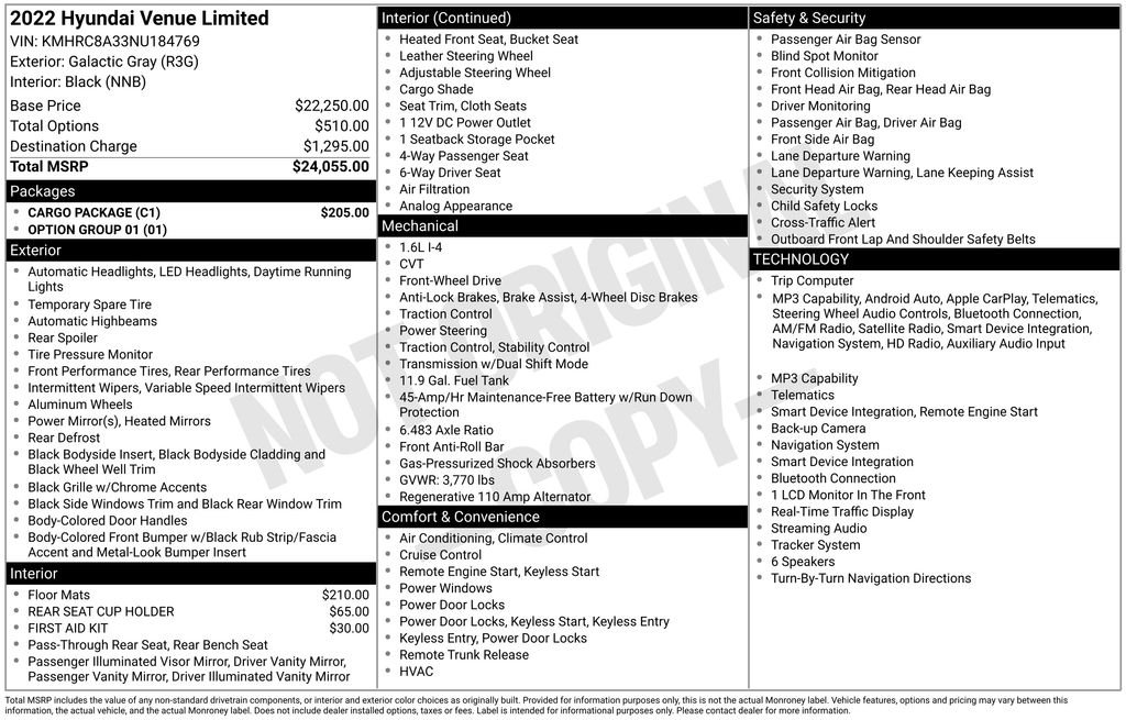 Used 2022 Gray Hyundai Limited image 1