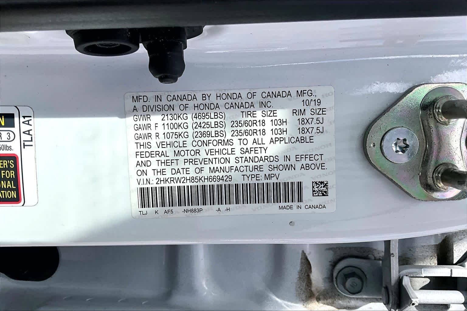 Used 2019 Platinum White Pearl Honda EX-L image 37