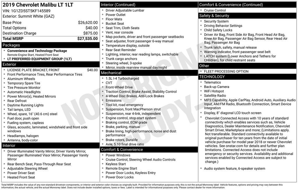 Used 2019 Summit White Chevrolet LT image 27